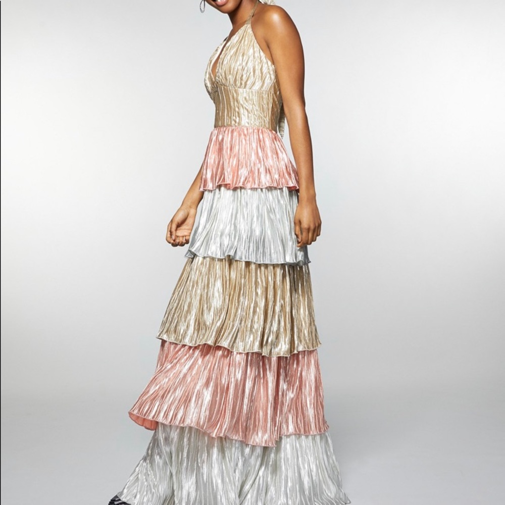 NWT Betsey Johnson Tiered Metallic Gown size 6